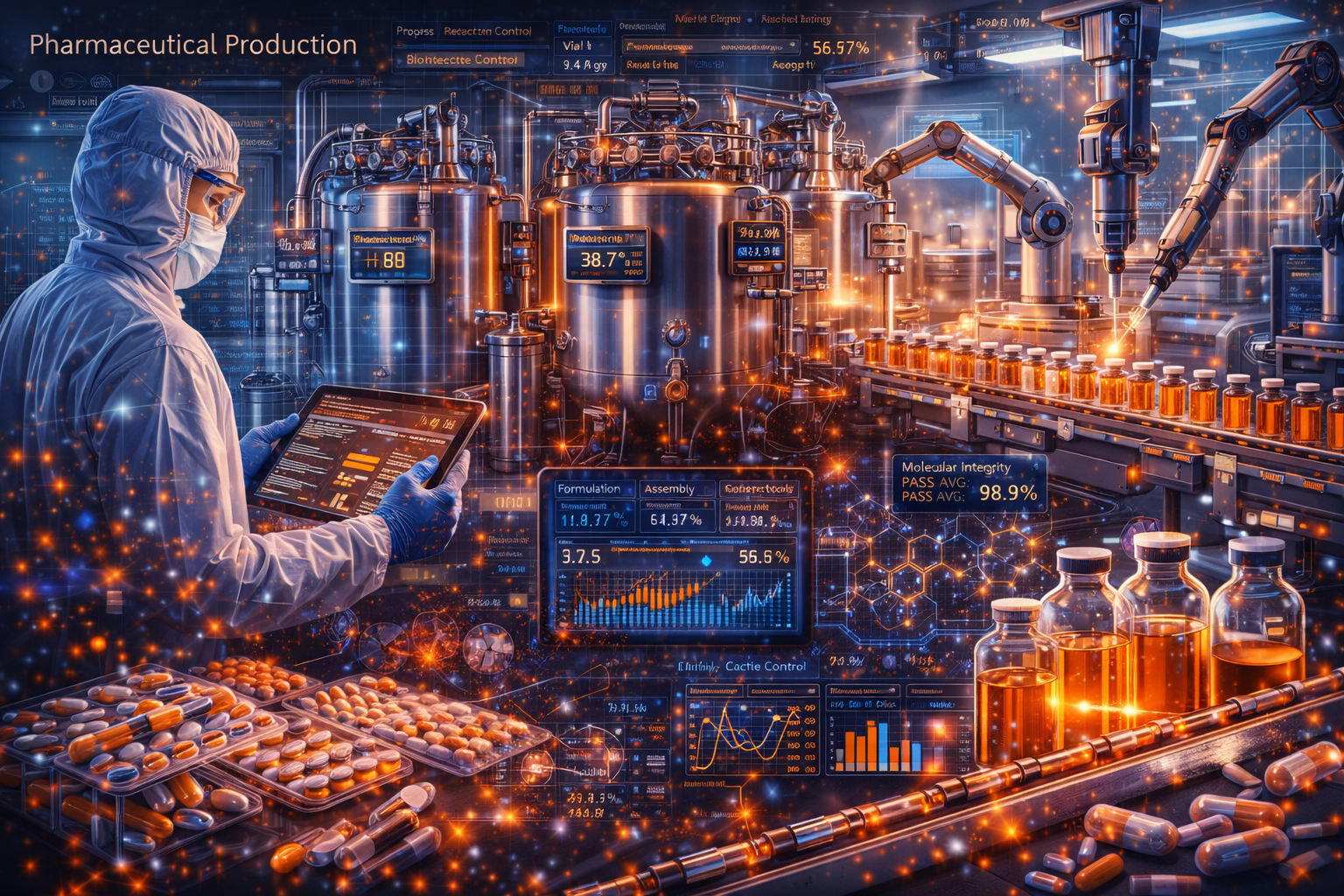 Industrial Bioreactor and Pharmaceutical Manufacturing Visualization